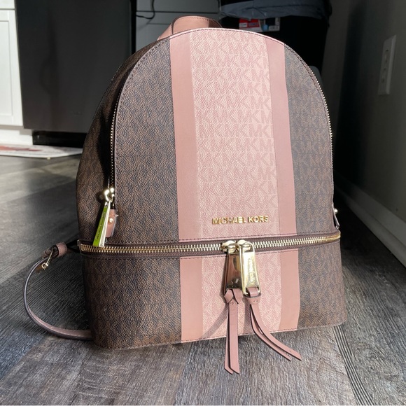 Michael kors brown and pink backpack Clearance